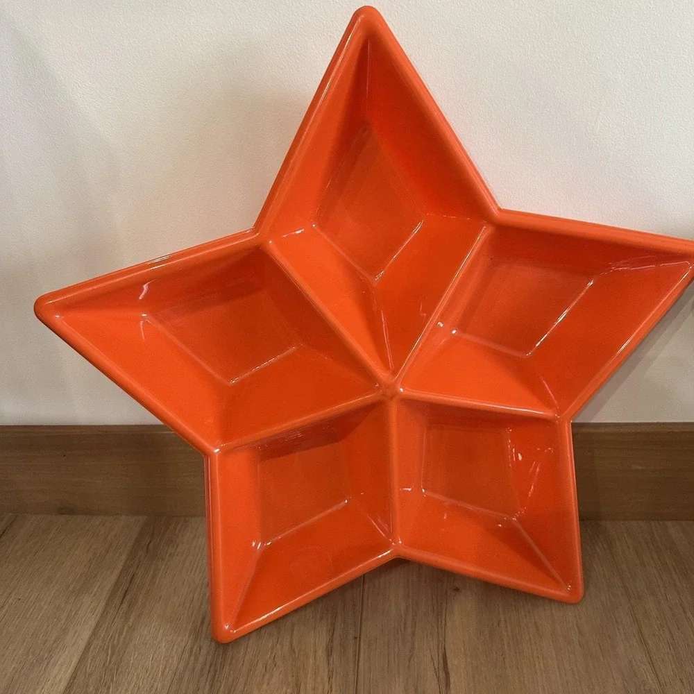 Set Of 2 VTG Halloween Plastic Star Serving Trays 90's Orange Black Relish Fruit - Picture 3 of 8